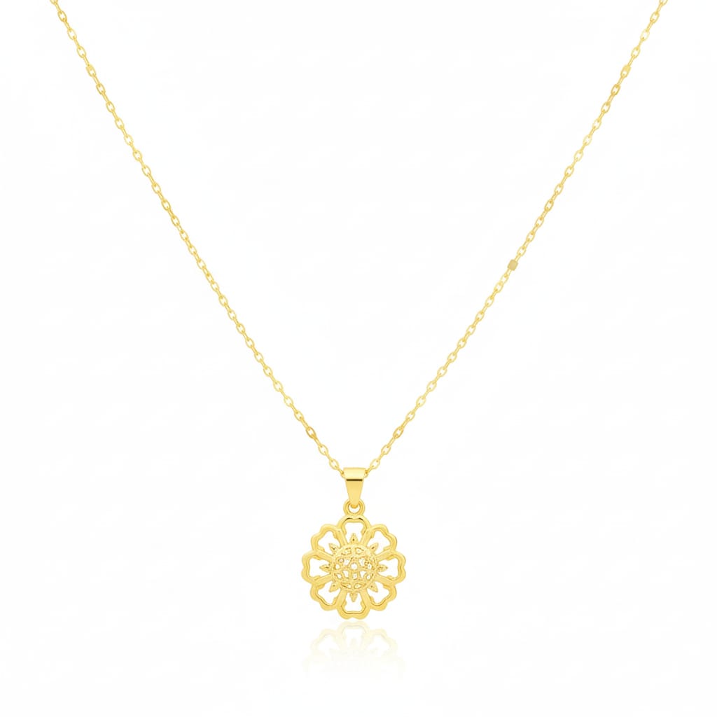 18K Real Gold Canopy Flower Necklace