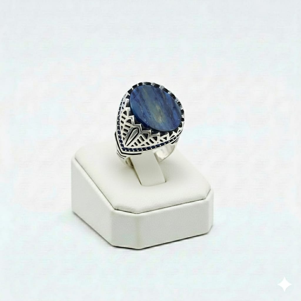 925 SIlver Shaded Blue Stone Ring