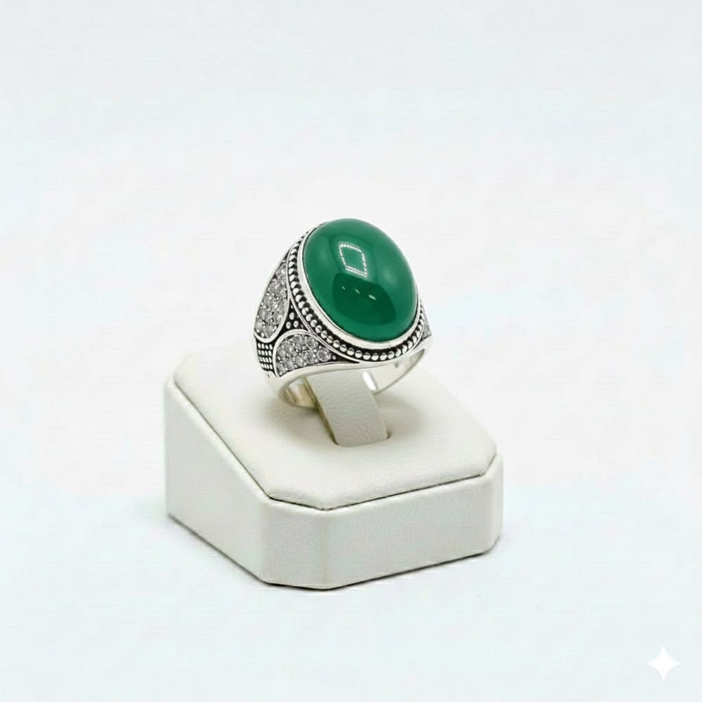 925 Silver Green Stone Ring
