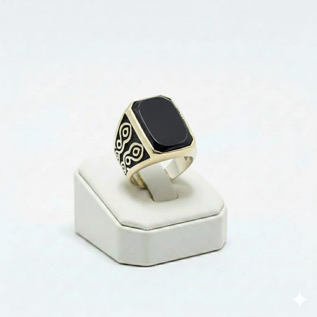 925 Silver Black Square Ring