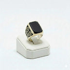 925 Silver Black Square Ring