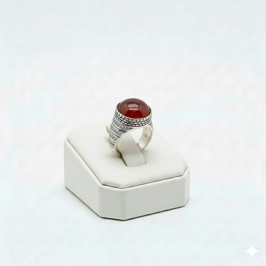 925 Silver Dia Red Stone Ring 1