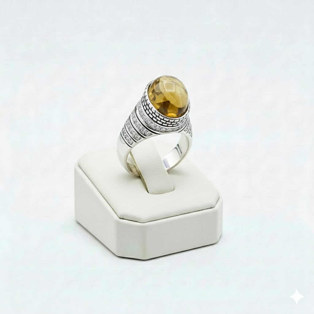 925 Silver Dia Yellow Stone RIng - New Launch - Embellish Gold Jewelry & Diamond