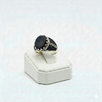 925 Silver Maze Black Stone Ring
