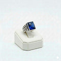 925 Silver Brick Blue Stone Ring