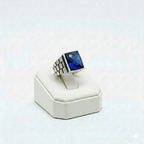 925 Silver Brick Blue Stone Ring