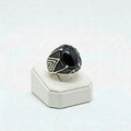 925 Silver Oval Black Stone Ring
