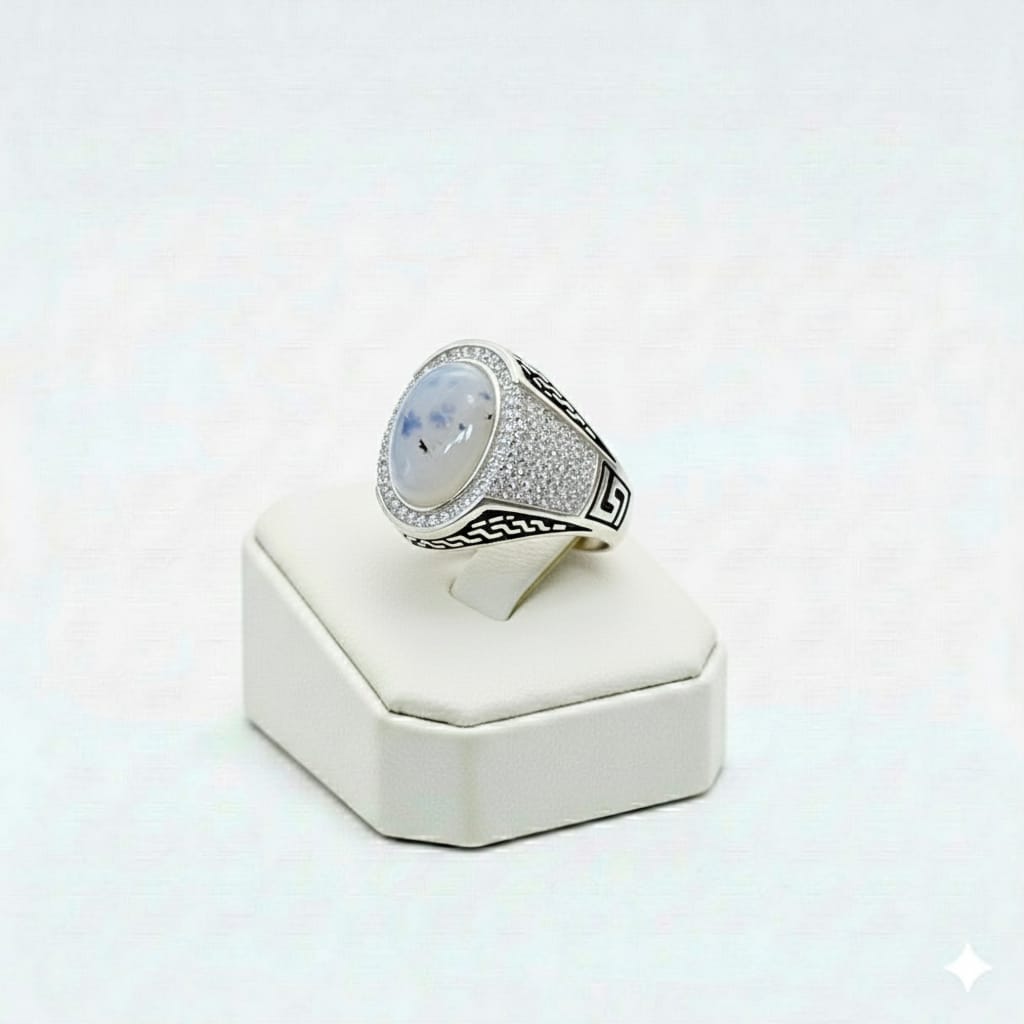 925 Silver White Oval Stone Ring