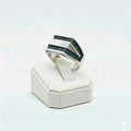 925 Silver Twin Green Stone Ring