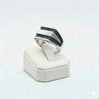 925 Silver Twin Green Stone Ring