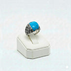 925 Silver Lines Blue Stone Ring