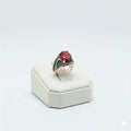 925 Silver Round Red Stone Ring