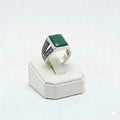 925 Silver Maze Green Stone RIng