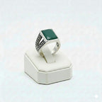 925 Silver Maze Green Stone RIng
