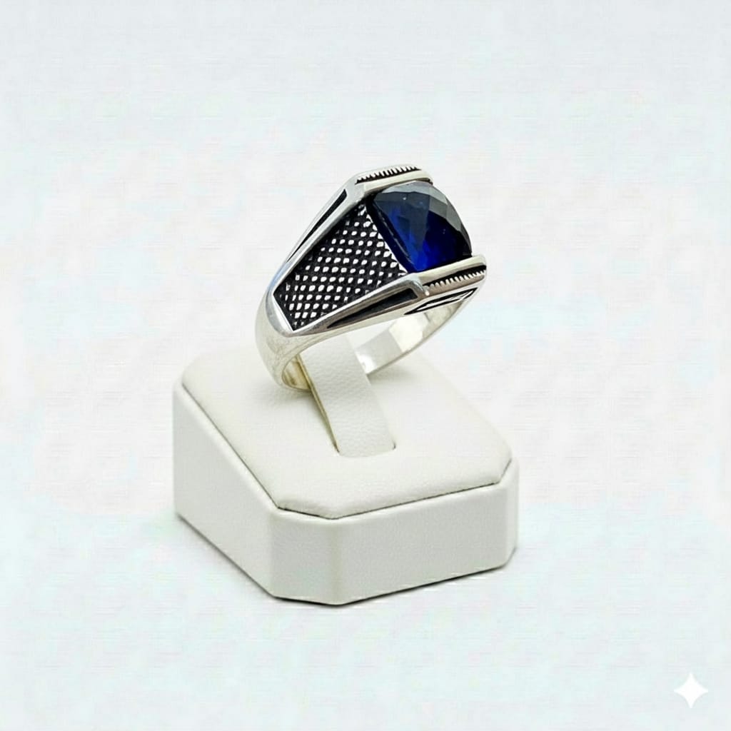 925 Silver Shade Sapphire Stone Ring