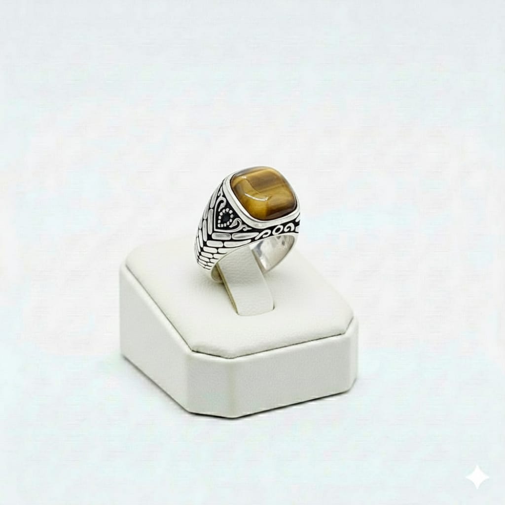 925 Silver Tiger Stone Ring