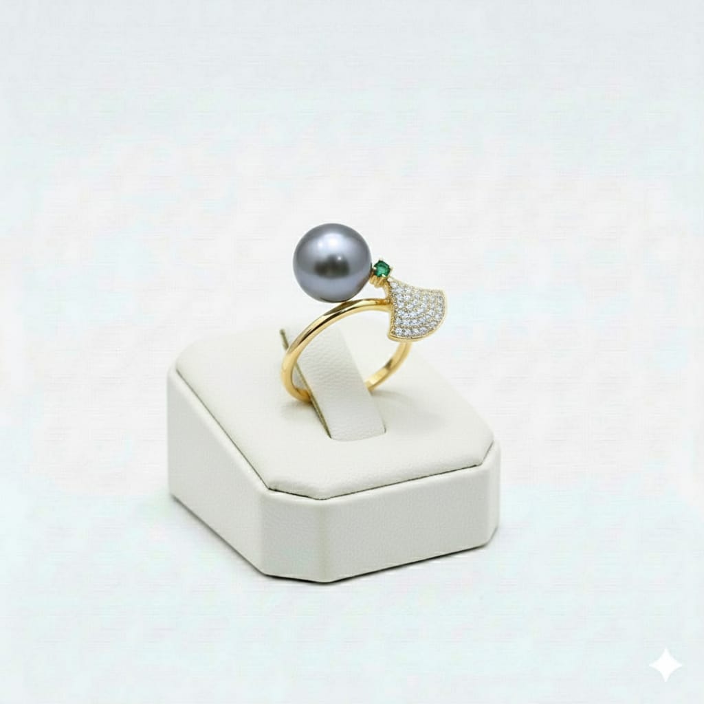 925 Silver Black Pearl Ring