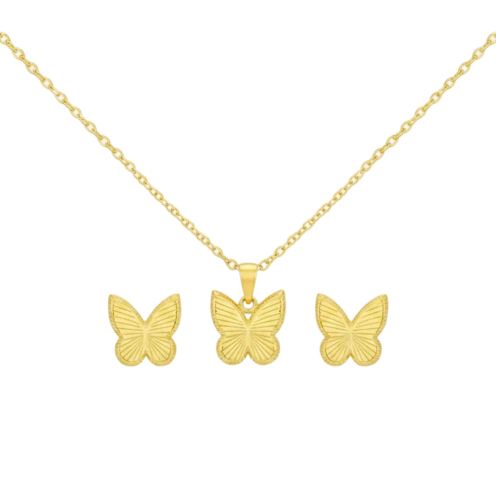 18k Gold Butterfly 2 Jewelry Set