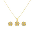 18k Gold 2 Tone Flower Jewelry Set