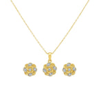 18k Gold 2 Tone Flower Jewelry Set
