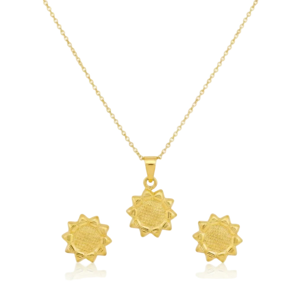 18k Gold Sunflower Jewelry Set