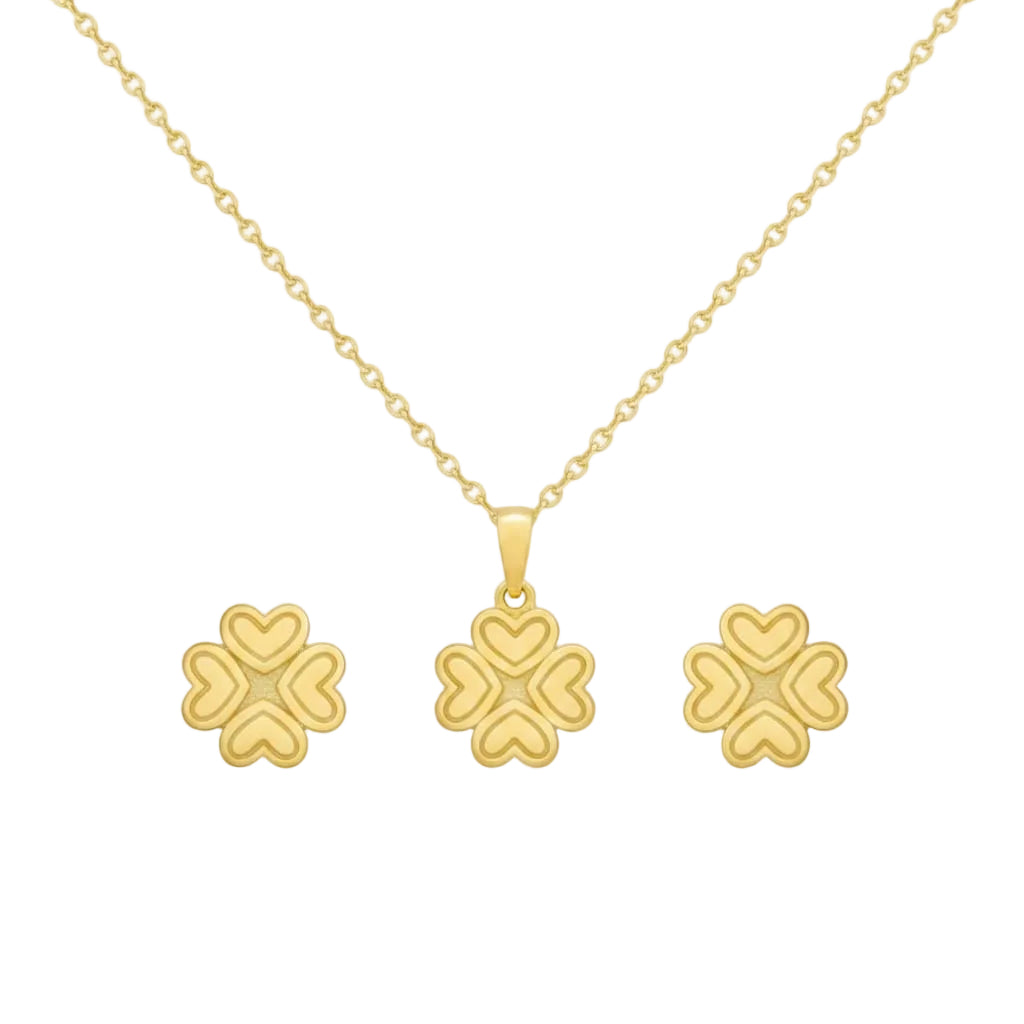 18k Gold 4 Heart Lines Jewelry Set