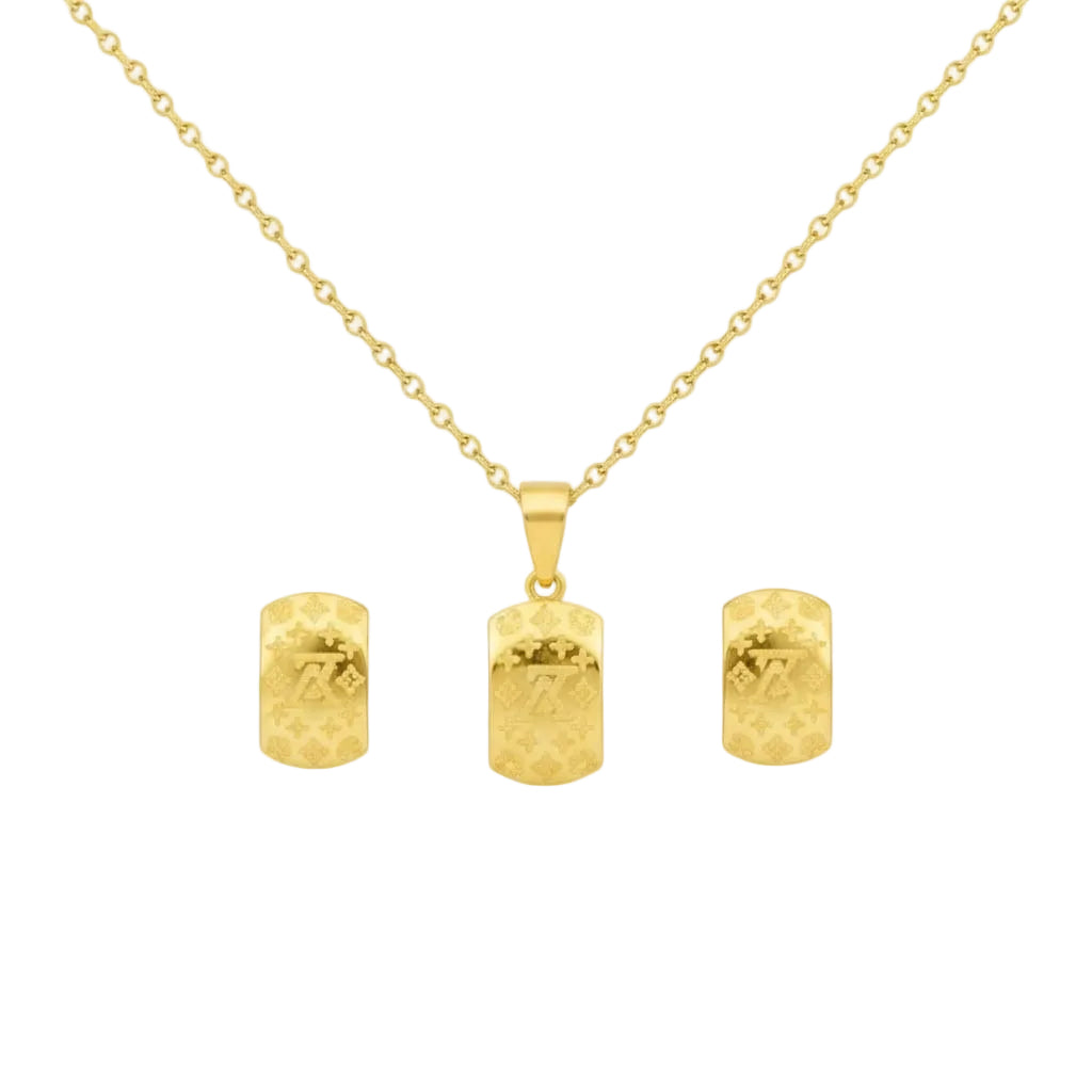 18k Gold LV Texture Jewelry Set