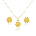 18K Real Gold Field Flower Necklace And Earring Set