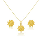18K Real Gold Field Flower Necklace And Earring Set