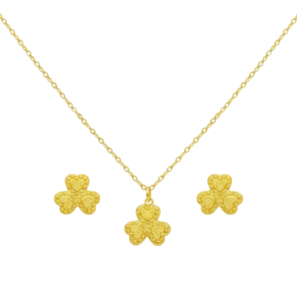 18k Gold Three Petals Jewelry Set