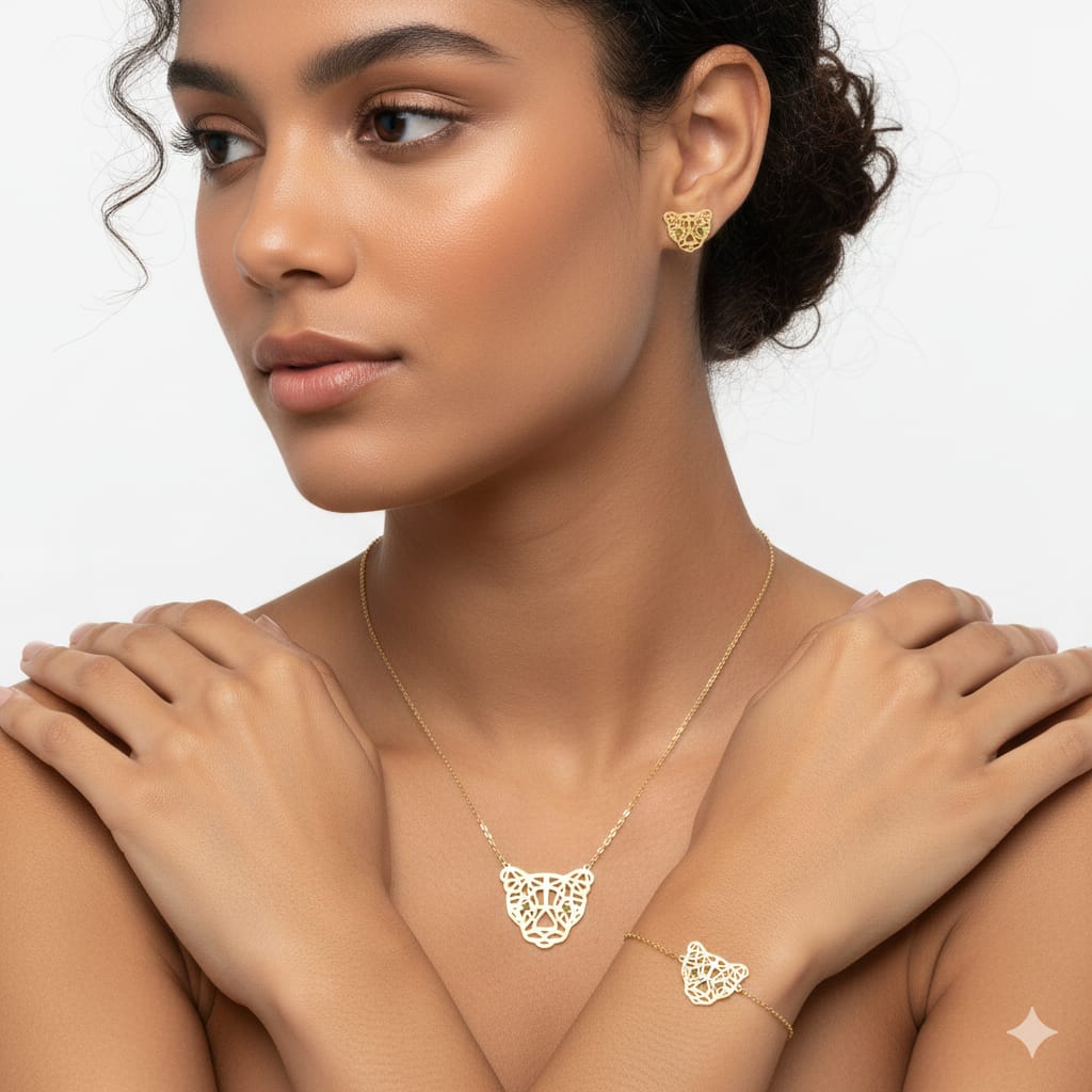 18K Real Gold Tiger Set