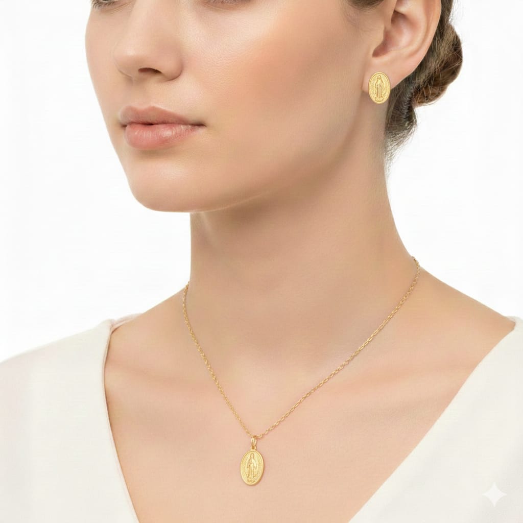 18k Gold Mary Jewelry Set