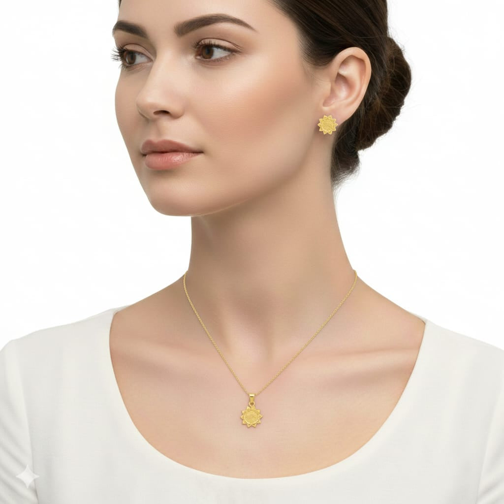 18k Gold Sunflower Jewelry Set