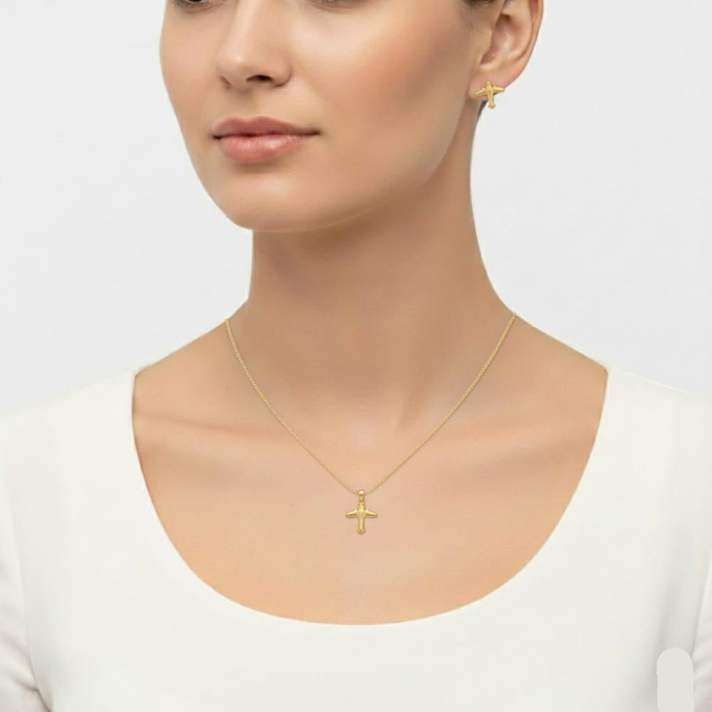 18k Gold Airplane Jewelry Set - Best Seller - Embellish Gold