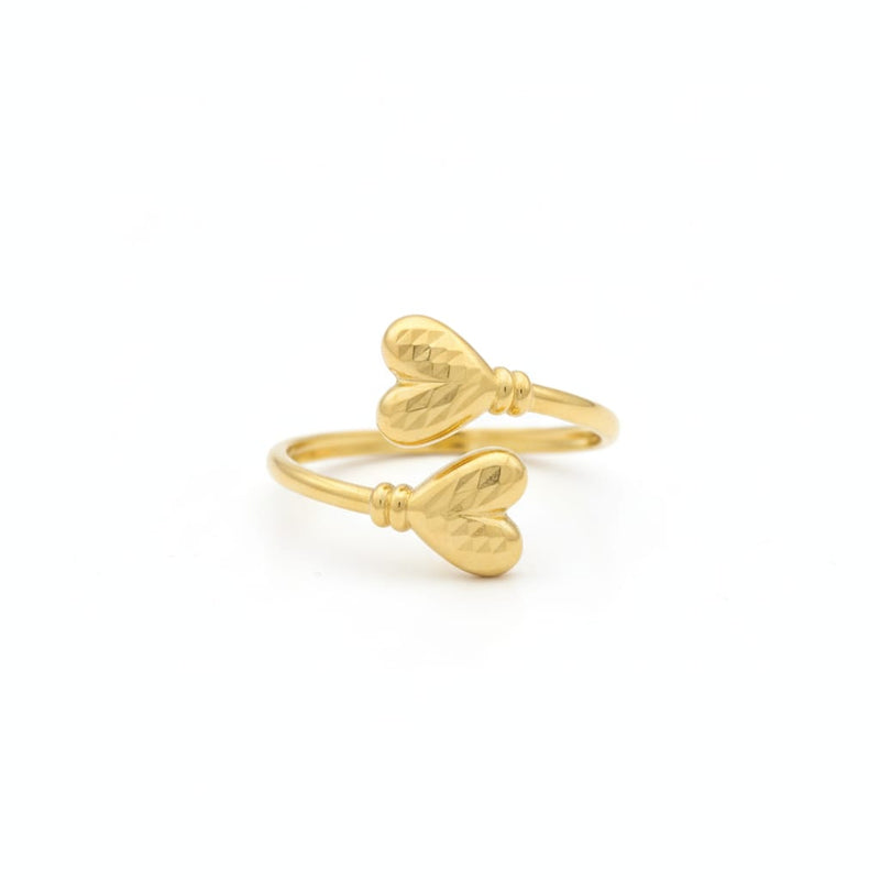 18k Gold Double Edge Heart Ring - 18k Gold Ring - Embellish Gold