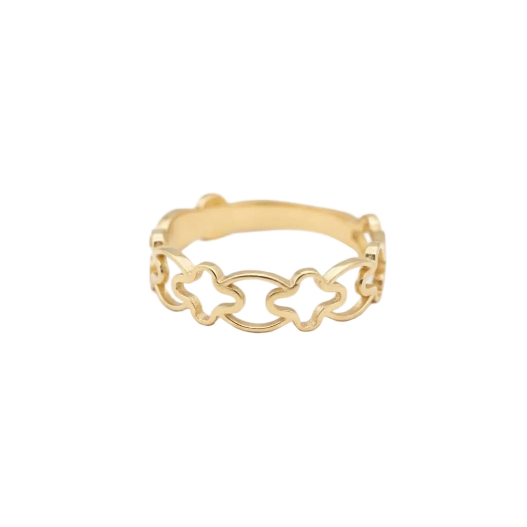 18K Real Saudi Gold 5 Set Flower Ring