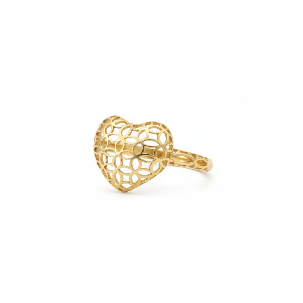 18k Gold Heart Money Ring