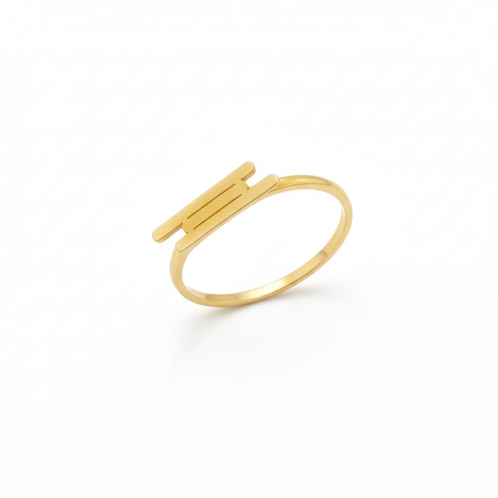 18K Real Saudi Gold Vertical Ring 139 - Festive Collection - Embellish Gold