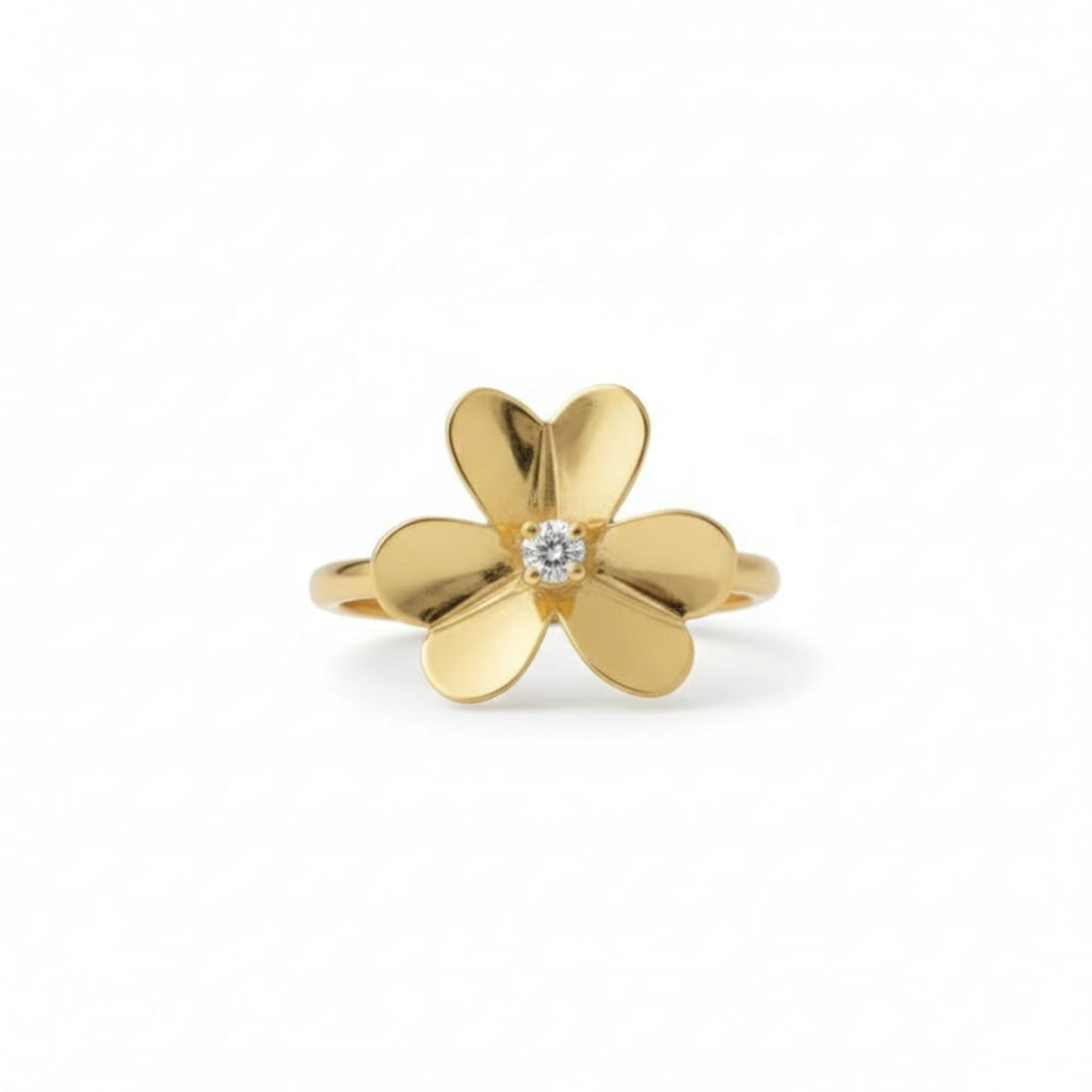 18k Real Gold Lilly Flower Ring
