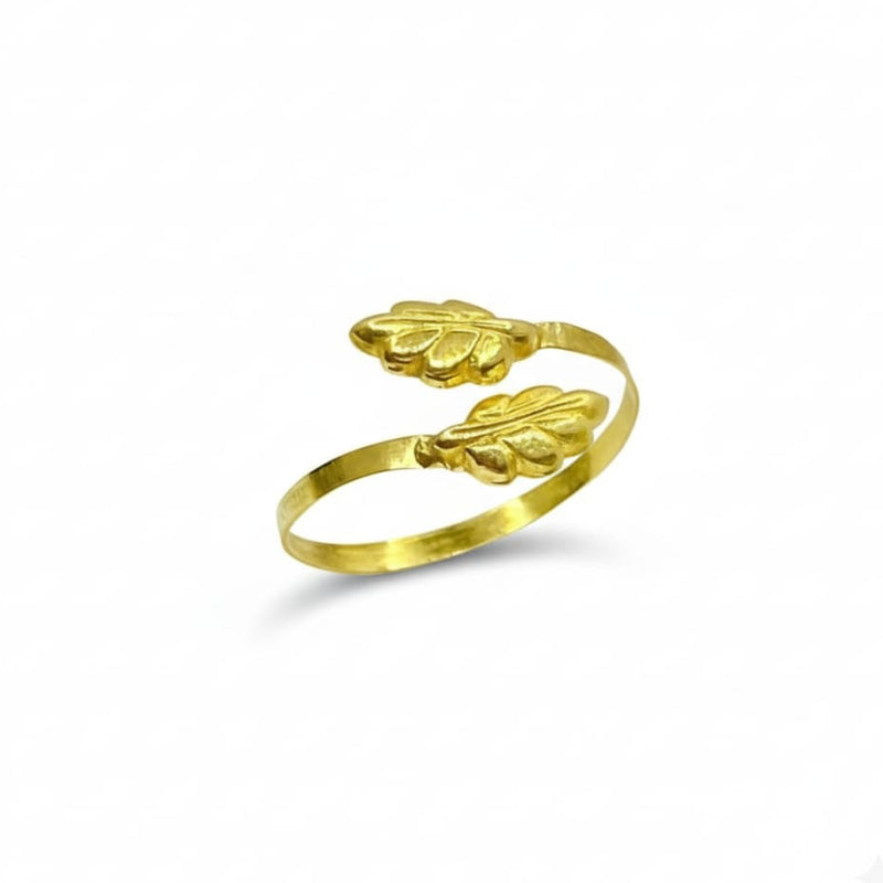خاتم أوراق الذهب الحقيقي عيار 18 قيراط - خواتم  - Embellish Gold