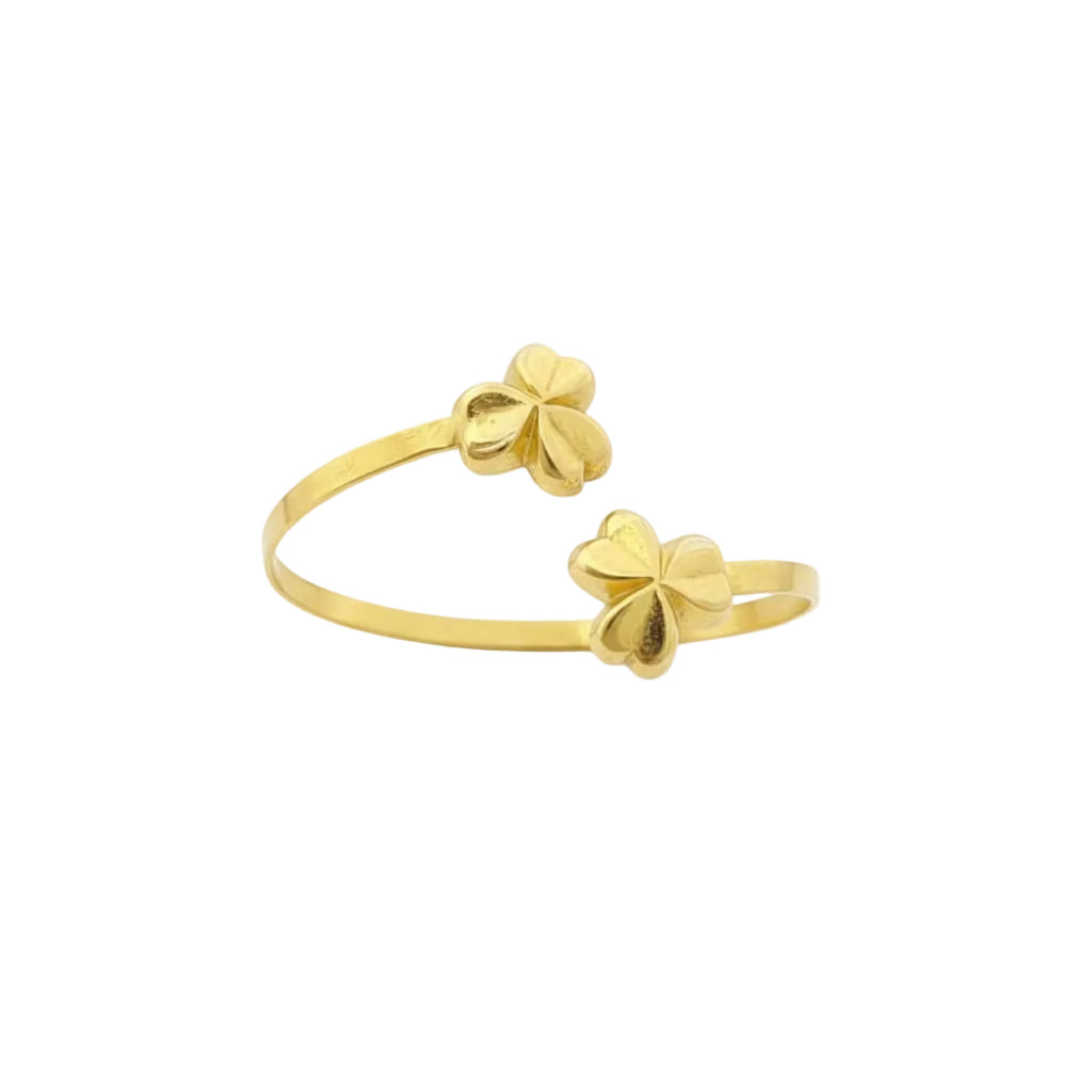 18k Gold 2 Flowers Ring