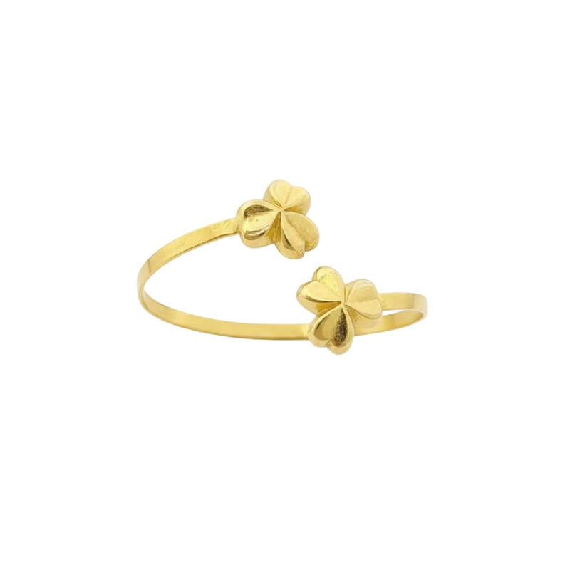 خاتم من الذهب الحقيقي عيار 18 قيراط ومزين بزهرتين - Products - Embellish Gold