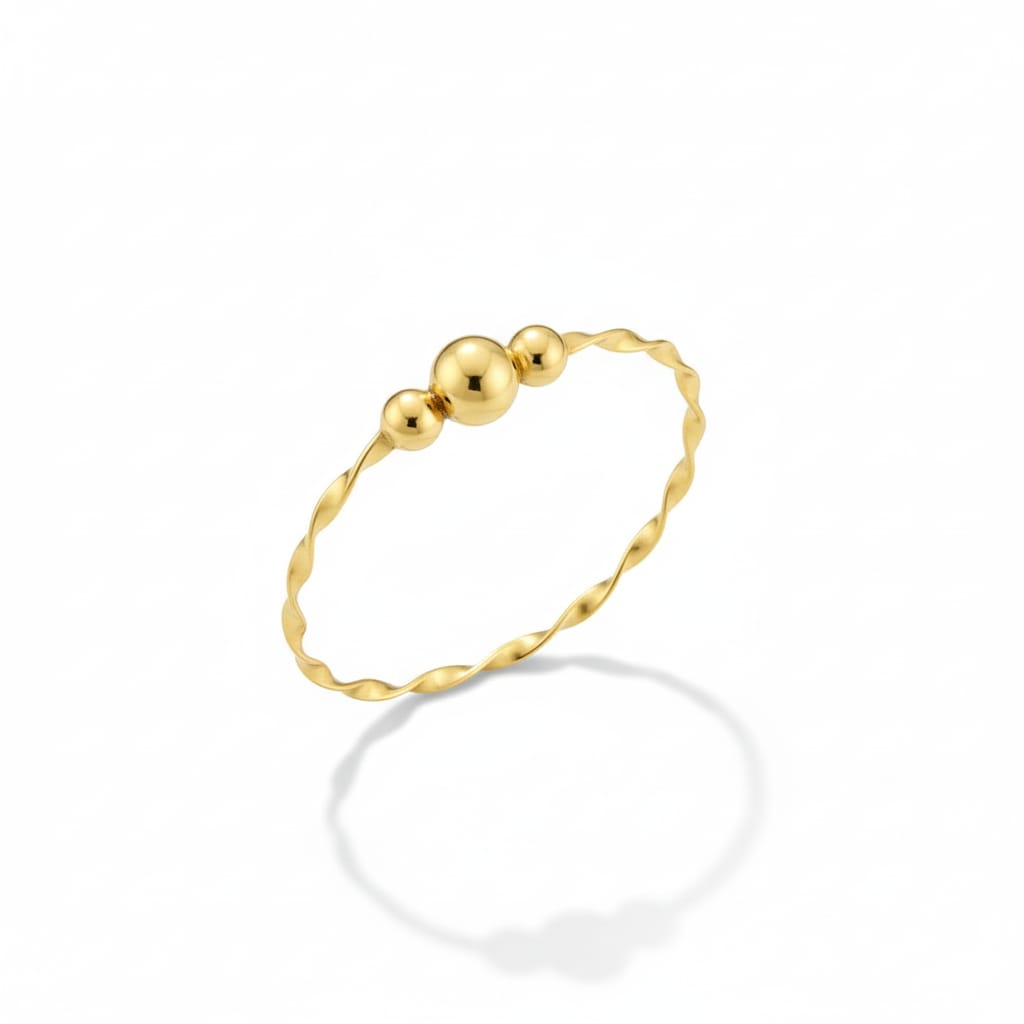 18K Real Gold 3 Ball Ring