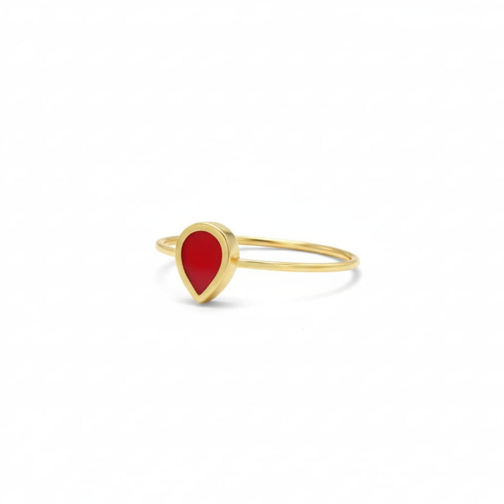 18K Real Saudi Gold Red Drop Ring