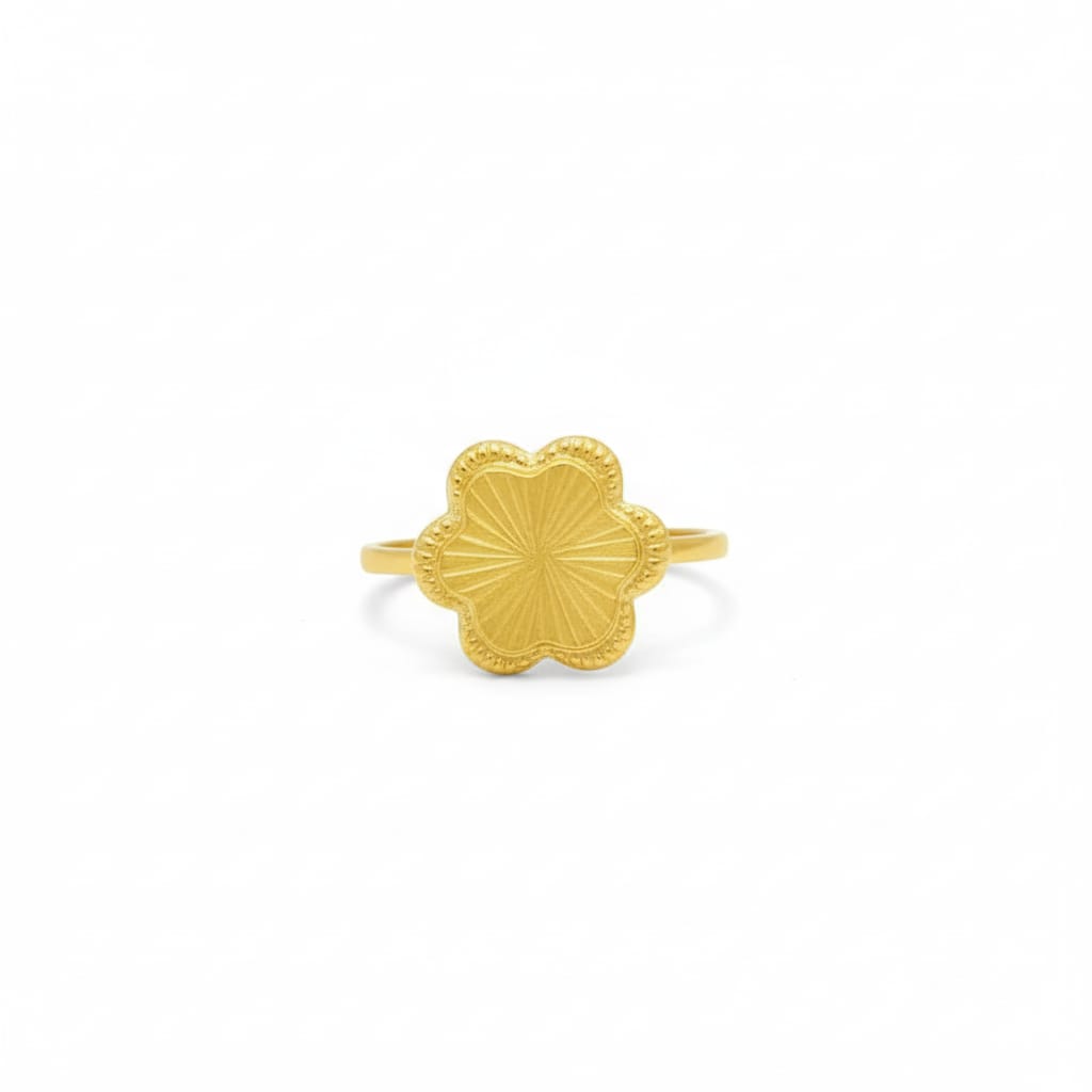 18k Gold Flower Lines Rings - 18k Gold Ring - Embellish Gold