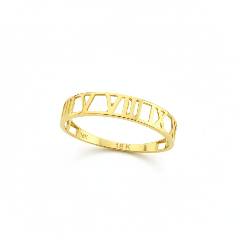 18K Real Saudi Gold Roman Number Ring - New Launch - demo - Embellish Gold