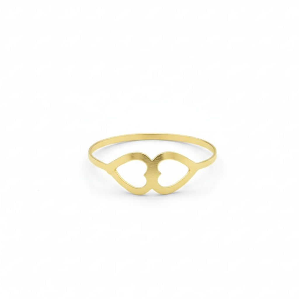 18K Real Gold Double Heart Ring