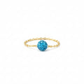 18K Real Gold Sea Blue Swarovski ring