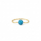 18K Real Gold Sea Blue Swarovski ring