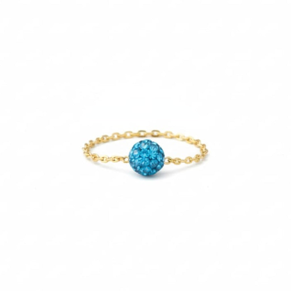 18K Real Gold Sea Blue Swarovski ring - New Launch - Embellish Gold